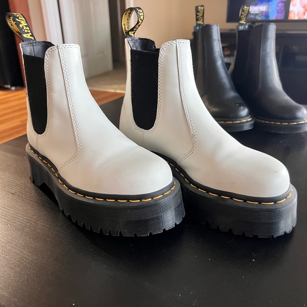 White Dr. Martens Platform Boots